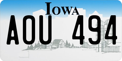 IA license plate AOU494