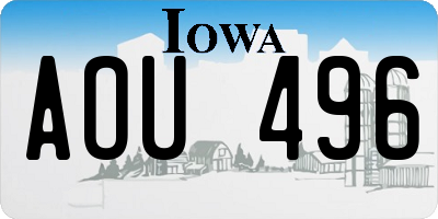 IA license plate AOU496