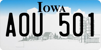 IA license plate AOU501