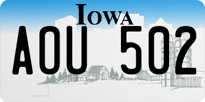 IA license plate AOU502