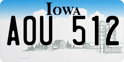 IA license plate AOU512