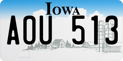 IA license plate AOU513