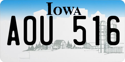 IA license plate AOU516