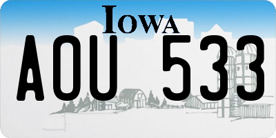 IA license plate AOU533