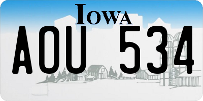 IA license plate AOU534