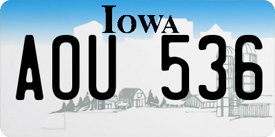 IA license plate AOU536