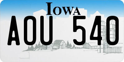IA license plate AOU540