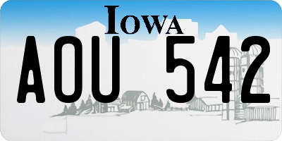 IA license plate AOU542