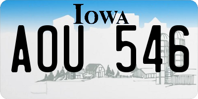 IA license plate AOU546