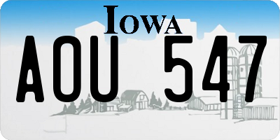 IA license plate AOU547
