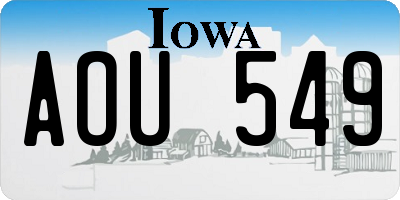 IA license plate AOU549
