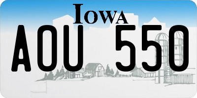 IA license plate AOU550