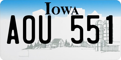 IA license plate AOU551