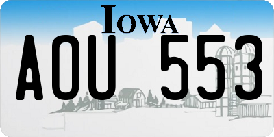 IA license plate AOU553