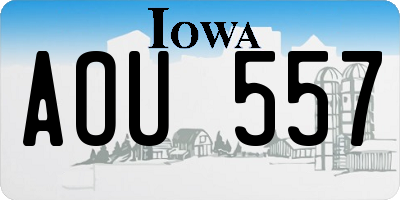 IA license plate AOU557