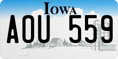 IA license plate AOU559