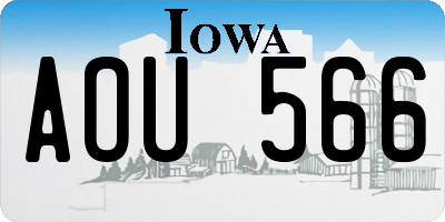 IA license plate AOU566