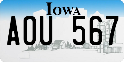 IA license plate AOU567