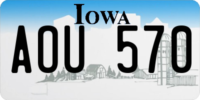 IA license plate AOU570