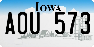 IA license plate AOU573