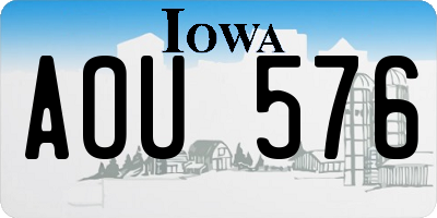 IA license plate AOU576