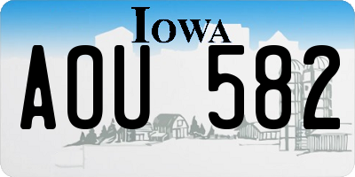 IA license plate AOU582