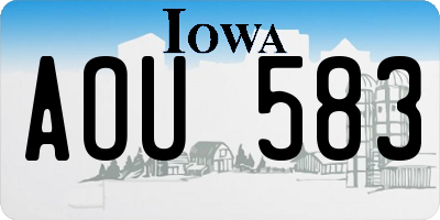 IA license plate AOU583