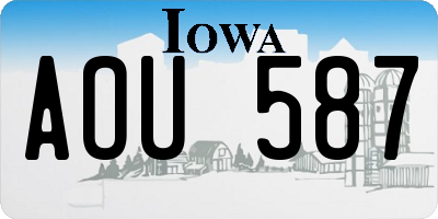 IA license plate AOU587