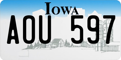 IA license plate AOU597