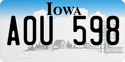IA license plate AOU598