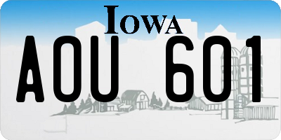 IA license plate AOU601