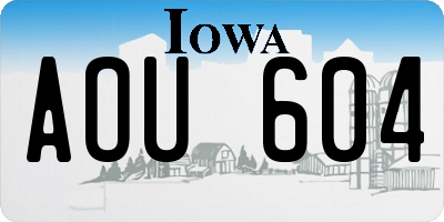 IA license plate AOU604