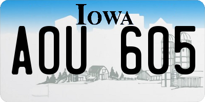 IA license plate AOU605