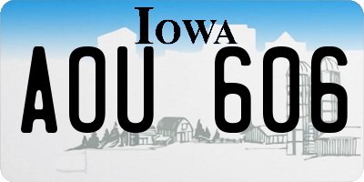IA license plate AOU606