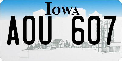 IA license plate AOU607