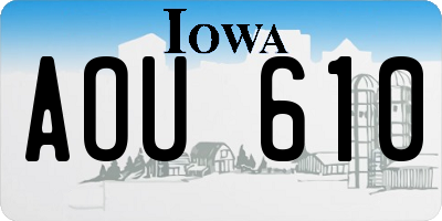 IA license plate AOU610