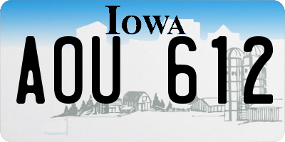 IA license plate AOU612