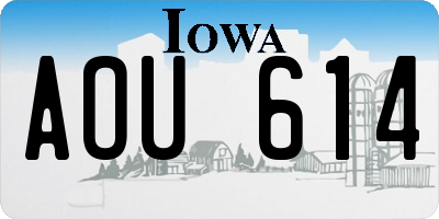 IA license plate AOU614