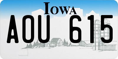 IA license plate AOU615