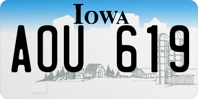 IA license plate AOU619