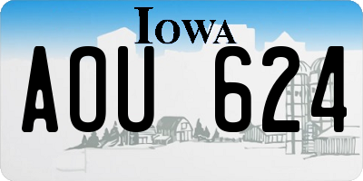 IA license plate AOU624
