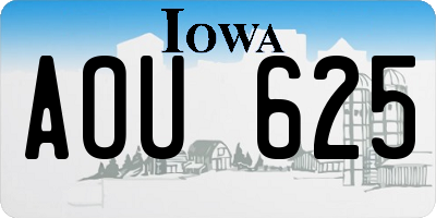 IA license plate AOU625