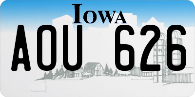 IA license plate AOU626