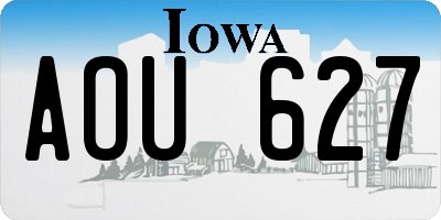 IA license plate AOU627