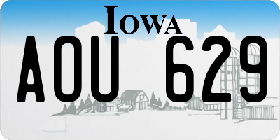 IA license plate AOU629