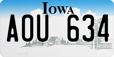 IA license plate AOU634