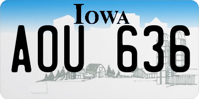 IA license plate AOU636