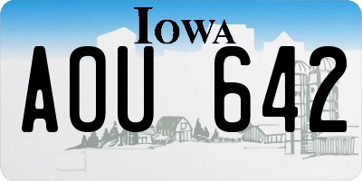 IA license plate AOU642