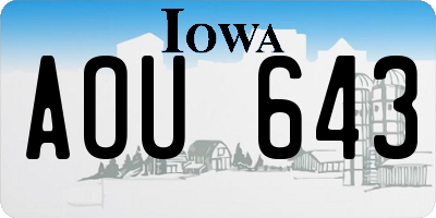 IA license plate AOU643