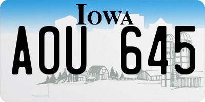 IA license plate AOU645